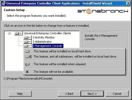 UEC Client Applications Installation Figure 4.39 UEC Client Applications - Custom Setup / Modify dialog Currently installed components are identified by a drive icon.