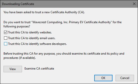 5. On the Authorities tab, click Import. 6. Locate and select the certificate file. 7. Click Open. The Downloading Certificate dialog box is displayed. 8.