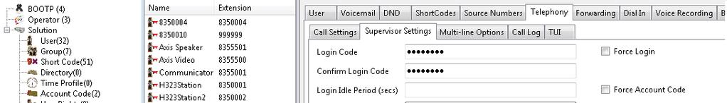 Click on Telephony tab followed by the Supervisor Settings tab and enter a Login Code in the Login Code box.