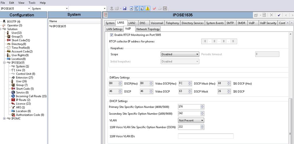At the DiffServ Settings section select 46 from the DSCP drop down box and 26 from the SIG DSCP dropdown box. Click the OK button to save. 5.4. Create a SIP Extension for the Turbine Intercom The DECT Handsets are configured as SIP Extensions on the IP Office.