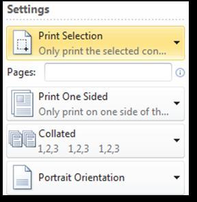 Select pages to print Print button to start print job Printer Properties Print Preview Note: many campus printers now give the option to print in colour and/or double-sided.