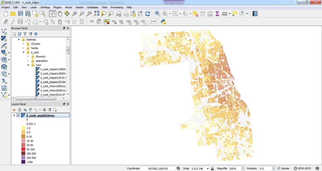 6. Working with population grids in QGIS Symbolizing Layer using user define color map Fig.15.