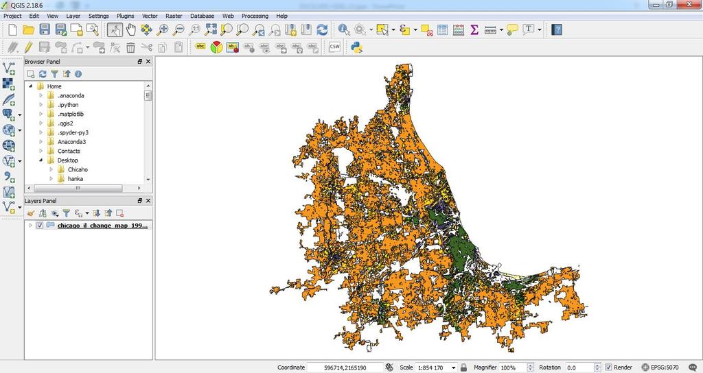 9. Working with change maps in QGIS Open change map in QGIS Change map is available as vector in shapefile format.