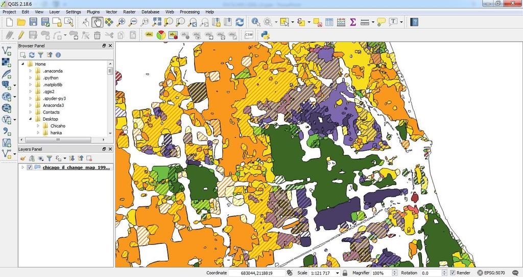 9. Working with change maps in QGIS Navigate to area of interests Using pan and zooming icon choose
