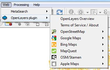 11. Exploring demographic grids in QGIS Working with OpenLayers Plugin Choose Web OpenLayers plugin menu and select one of the available basemap.