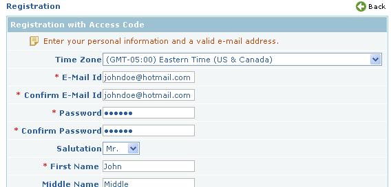 2. Register Using Access Code You must enter a valid e-mail address. This e-mail address is used for login and all communication from Educo and your instructor * Indicates required fields.