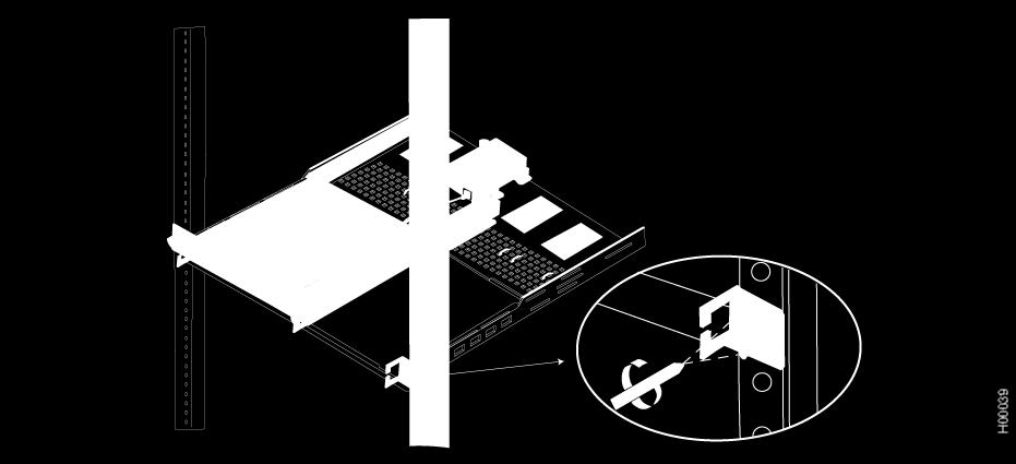 Have a second person secure the rack-mount tray to the two front posts of the rack using four 10-32 rack mount screws provided in the rack-mount kit.