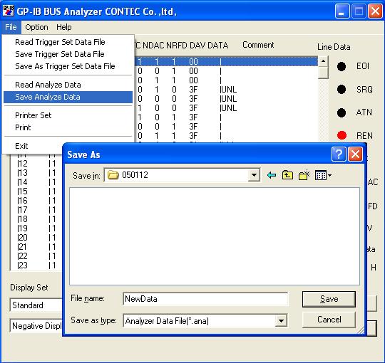 ), a data line match (specified ASCII code), or a delimiter match. Select Set Trigger Condition from the Set menu.