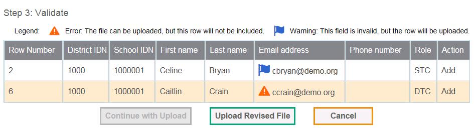 information is in the appropriate columns. Uploading Users Step 2: Preview File Step 3: File Validation 1.