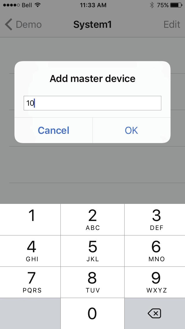 5 - Create a System and Add Controllers (cont'd) Step 2 - Add a Master 5A) Tap on the system.
