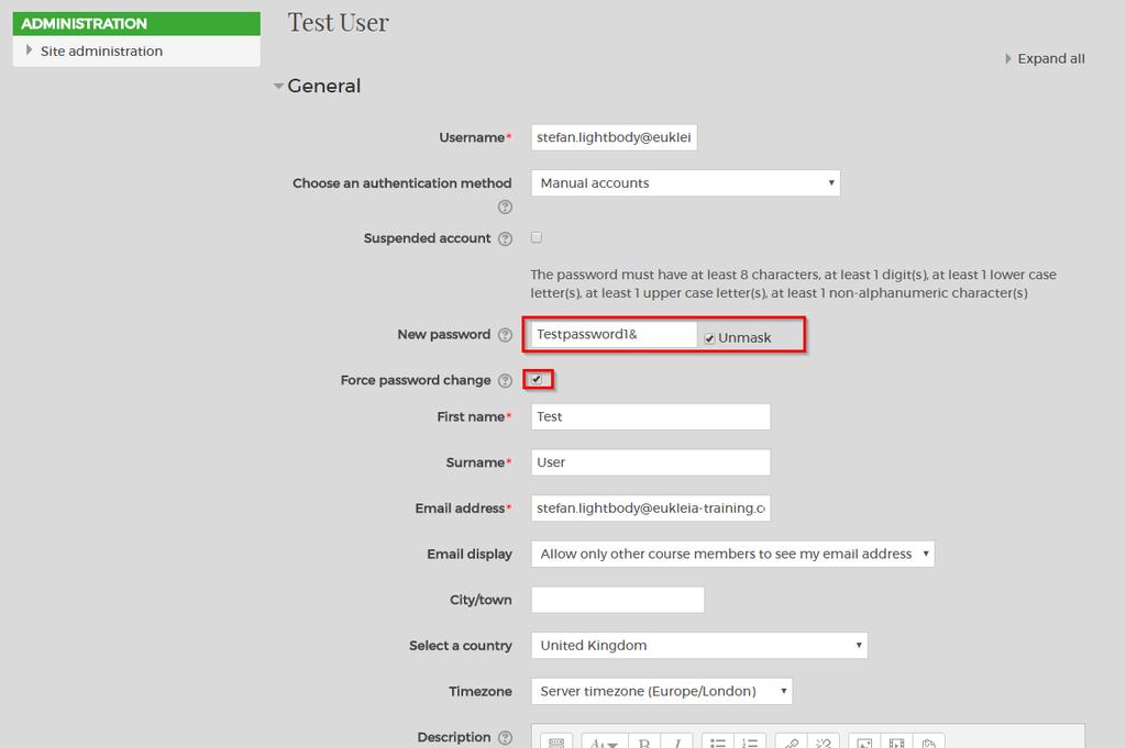 Please see screenshot below for an example of how to reset user password: Suspending a user s account If you
