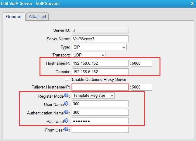 Template Register register to your VoIP server and apply the template to FXS ports. The FXS ports will register to the server with the same account.