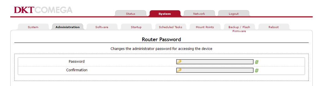 Changing default settings - Password A good thing is to change the default password on the unit. To do that, go to tab System and subtab Administration.