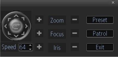 3.5. PTZ Control Clicking the PTZ icon on the live-view toolbar will bring up the PTZ control panel. 3.5.1 PTZ Presets, Patrols & Patterns The controls on the PTZ panel include: 1.
