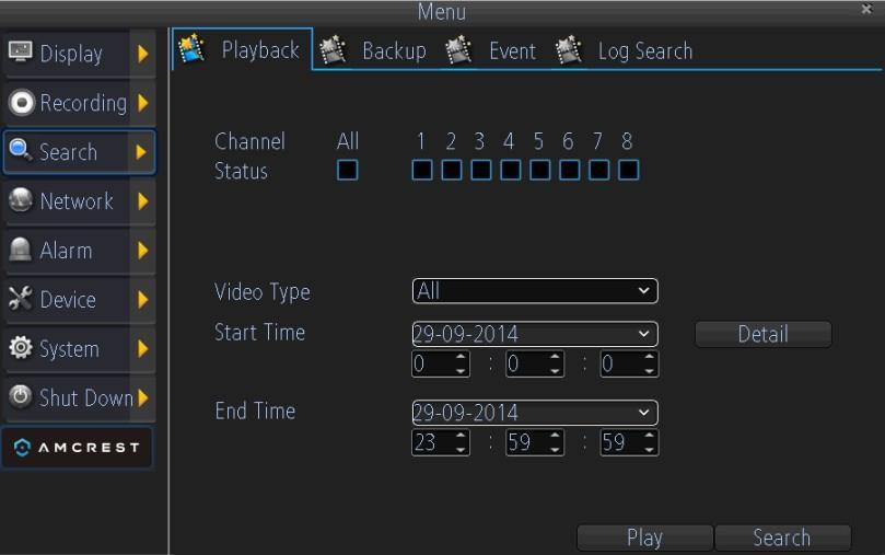 6 PLAYBACK AND BACKUP 6.1. Playback files from a video search To initiate playback: 1.