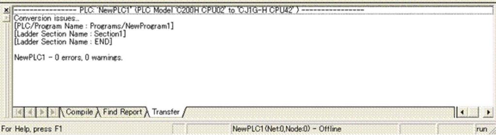 Double-click an error shown on the Output Window to jump to the corresponding section of the ladder program.