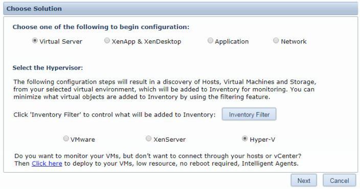 E. Microsoft Hyper-V This section will walk you through the configuration process for adding your Microsoft Hyper-V environment to the technology. 1.
