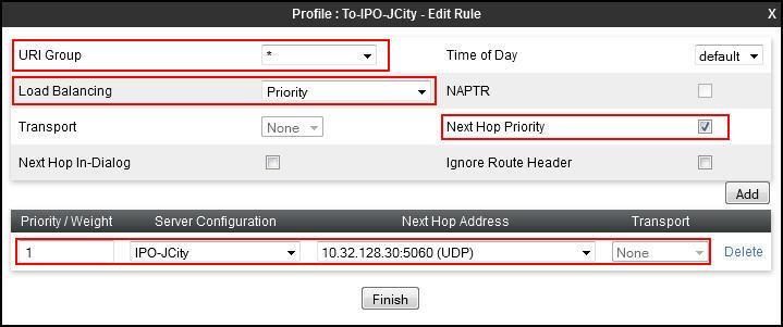 6.11.1. Routing Avaya IP Office For the compliance test, the routing profile To-IPO-JCity was created for Avaya IP Office.