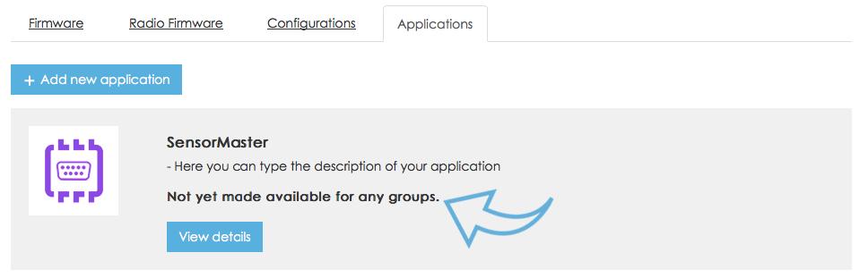 After the application is uploaded and created, you will see your application in the application overview.