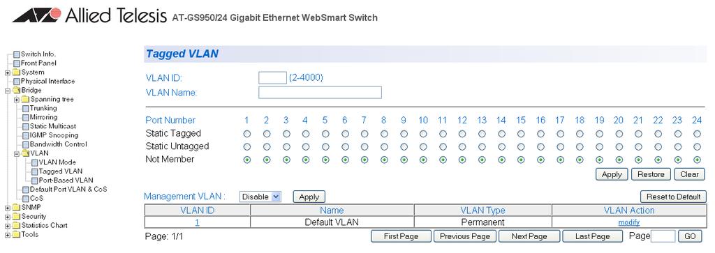 What s New in Version 2.3.0 Known Issues, Resolved Issues and New Hardware Features None New Software Features Management access can now be restricted to the default VLAN (VLAN 1).