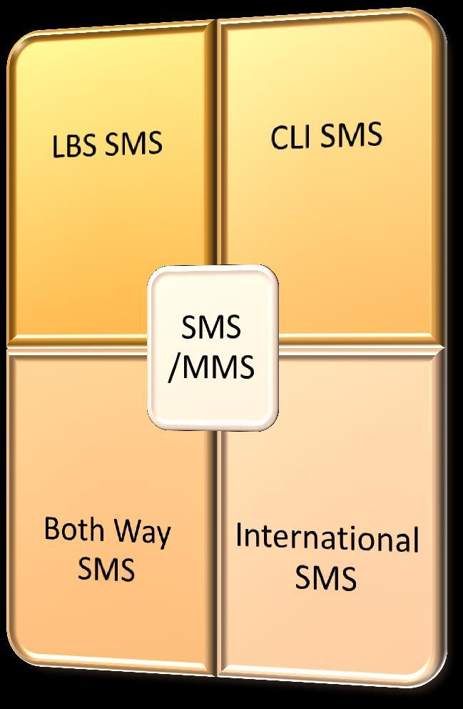 CORE PRODUCTS SMS/MMS SMS / MMS 1. LBS SMS Location Base Services SMS 2. CLI SMS Tailor make Caller Display SMS 3.