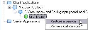 Step 3 Right-click on the archive file for the program you want to restore and select Restore a Version.