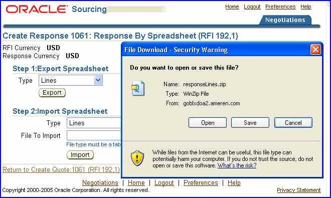 Section 3-.4 Respond by Spreadsheet (Export the Spreadsheet) There are two ways to enter RFI line details. You can enter the line details online (covered in Section 3-.3).