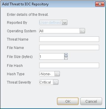 2. The details display of the selected threat display. See IOC Types to understand the type of IOC s reported. To add an IOC, see Manually Add an IOC to a Threat.