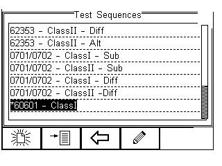 To Copy, Delete or Print an existing or default test sequence, use the Up & Down arrow keys to highlight the test sequence and press the button (F2).