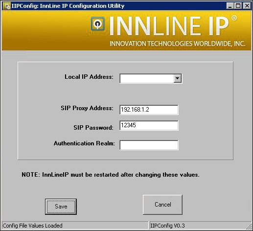 VOICEMAIL PROGRAMMING: InnLine IP Configuration Utility (IIPConfig) On the desktop, open the file InnLine IP Config and review the following information: Local IP Address: This field displays the