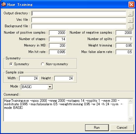 OpenCV Provider User s Guide - 164 - Figure 5-12 Image sampling window [Output director] Specif Haar training result output director. [Vec file] Specif positive imag4e file.