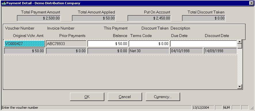 = Control Number Detail Record (P1): Check Disbursement Method = Disbursement Method Detail Record DT/Subtype RD (Standard