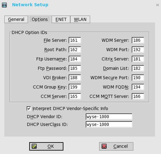 a DHCP Option IDs Enter the supported DHCP options. Each value can only be used once and must be between 128 and 254.