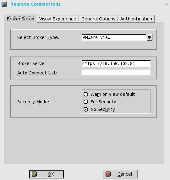 The Remote Connections dialog box is displayed. 2 Select Broker type from the drop-down list.