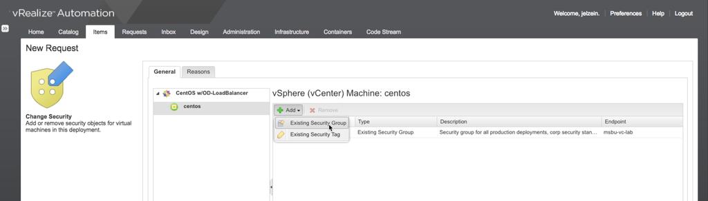 View active NSX Security Groups and Tags Add Existing NSX Security Groups or Tags