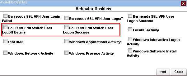 Configure Dell FORCE10 Switch dashboards Configure Behavior Dashboard 1.