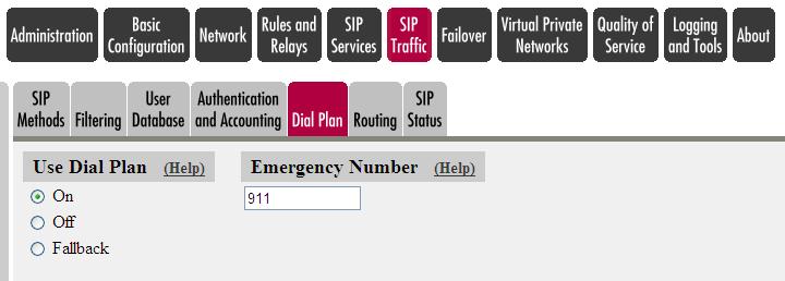 Programming: SIP Traffic Dial Plan On the Dial Plan