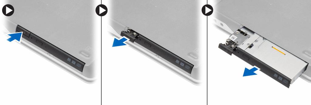 4. Remove the screw that secures the optical-drive latch to the optical drive.