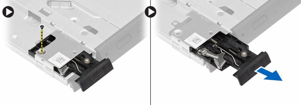 Remove the screws that secure the optical-drive latch bracket to the optical drive.