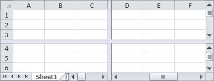 2. On the View tab, in the Window group, click the Split button (see Figure 37). Split bars appear in the workbook window (see Figure 38).