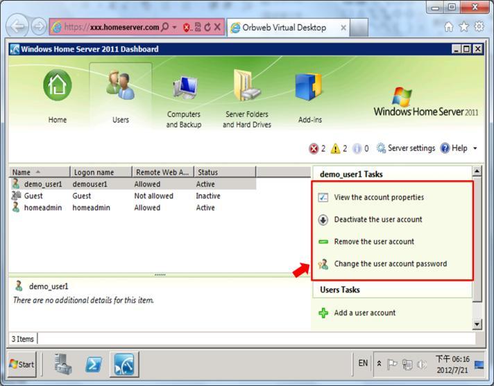 Double-click on Dashboard icon Select "Users" Access User Settings in the red box 9.
