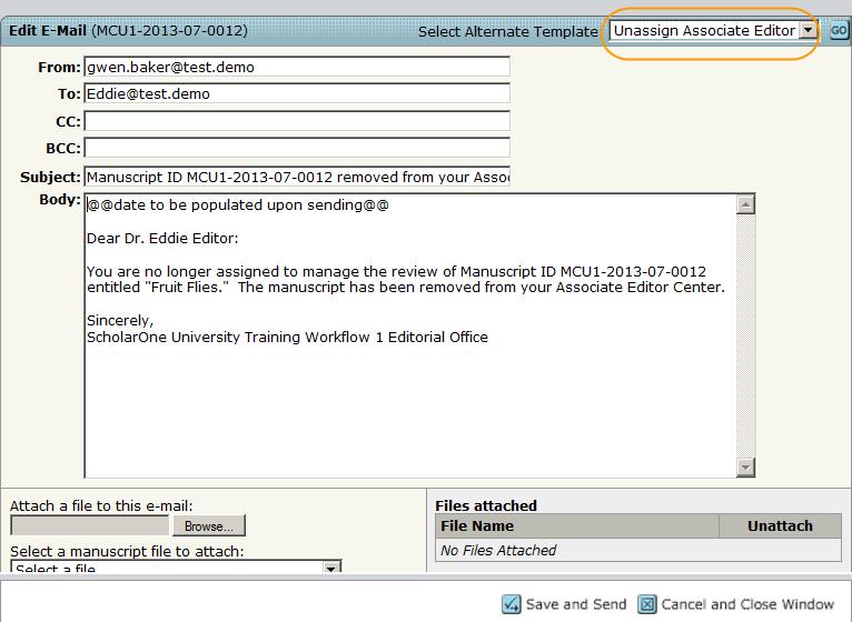5. Immediately, an e-mail to the unassigned AE will pop up.