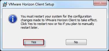 If you have an option to launch VMware Horizon View Client after installation, uncheck this.
