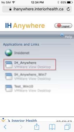 IH Anywhere for ios (iphone & ipad) Installation Internal Access