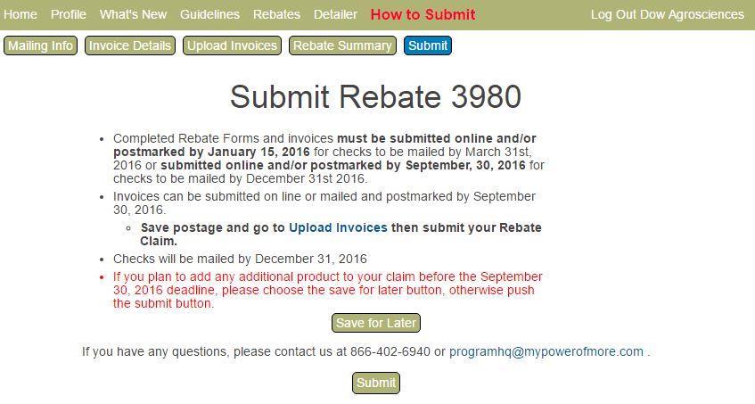 Submit Review all information on the Submit page. If you decided to save for later in order to gather more documentation to add, click save for later.