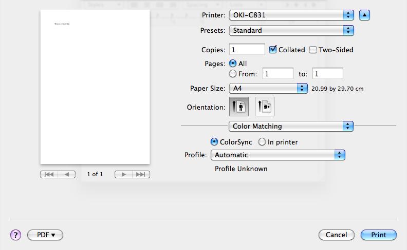 Matching] panel Description Selects this option when data to be collarted are to be created on your computer. Selects the pages to be printed.