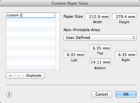 Printing with Various Functions For Mac OS X PS Printer Driver In the Mac OS X PS printer driver, paper size out of the available range can be set.
