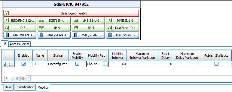 Enable the Mobility Path by clicking on Enable Mobility. Do not configure the Mobility Interval as this parameter will be ignored in ubscriber tests with active commands.