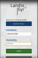 At the login screen, press the Tap to Select button and choose Salt River Project from