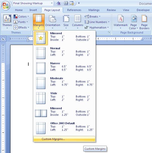 Creating your PDF These instructions were prepared using Microsoft Word 2007 and show a book that is set up with the proper margins.